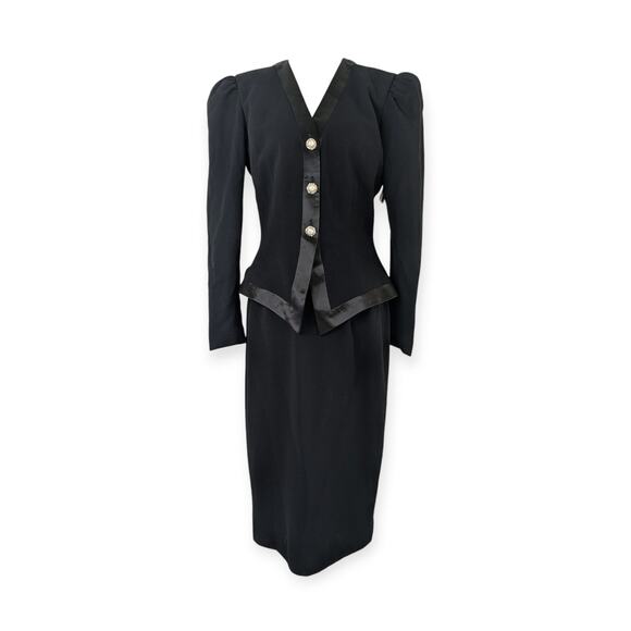 Vintage Remini Peplum Suit ~ New with tags ~ Satin trimmed evening rhinestone - Picture 1 of 8